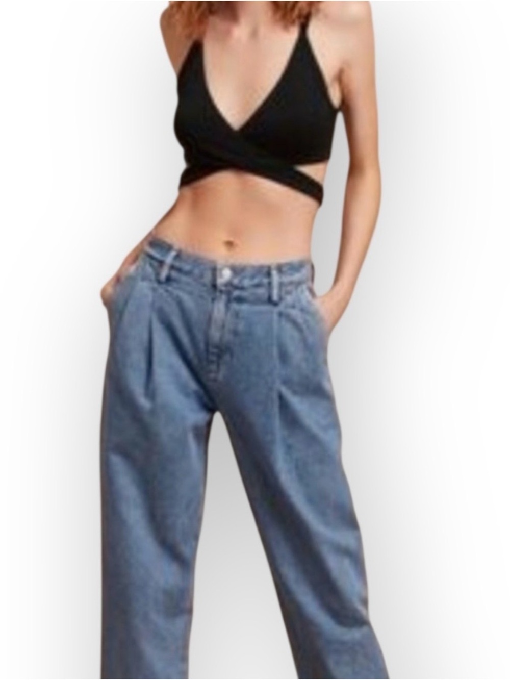Aritzia WILFRED FREE Hamann Black Wrap Crop Tank Top - Picture 5 of 7